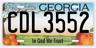 GA license plate CDL3552