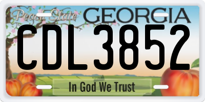 GA license plate CDL3852