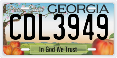 GA license plate CDL3949