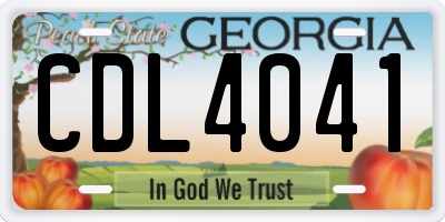 GA license plate CDL4041