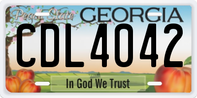 GA license plate CDL4042