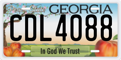 GA license plate CDL4088