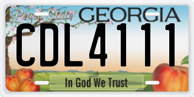 GA license plate CDL4111