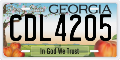 GA license plate CDL4205