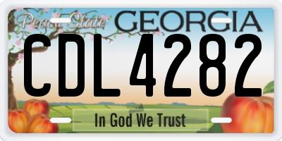 GA license plate CDL4282