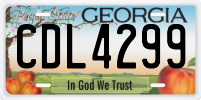GA license plate CDL4299