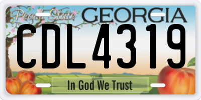GA license plate CDL4319