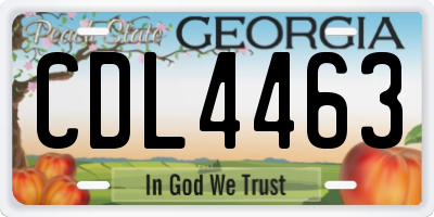 GA license plate CDL4463