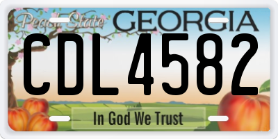 GA license plate CDL4582