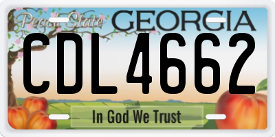 GA license plate CDL4662