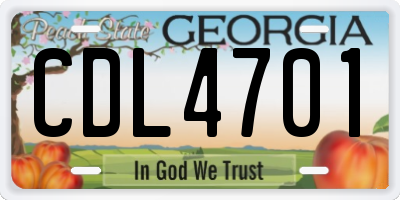 GA license plate CDL4701