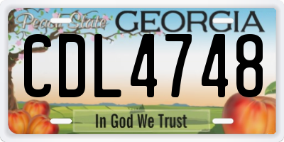 GA license plate CDL4748