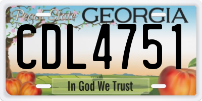 GA license plate CDL4751