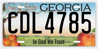 GA license plate CDL4785