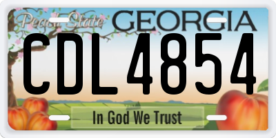 GA license plate CDL4854