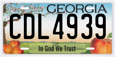 GA license plate CDL4939