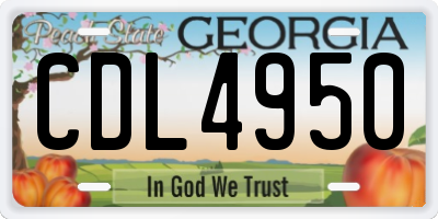 GA license plate CDL4950