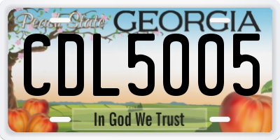 GA license plate CDL5005