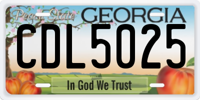 GA license plate CDL5025