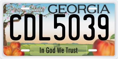 GA license plate CDL5039
