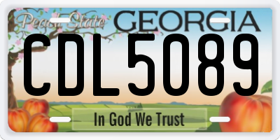 GA license plate CDL5089