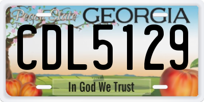 GA license plate CDL5129