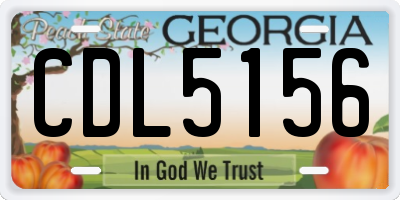 GA license plate CDL5156