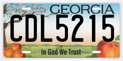 GA license plate CDL5215