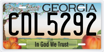 GA license plate CDL5292