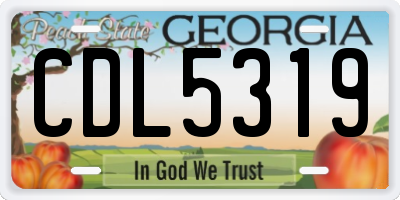 GA license plate CDL5319