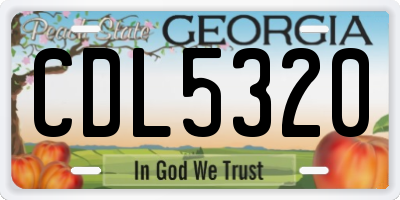 GA license plate CDL5320
