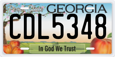 GA license plate CDL5348