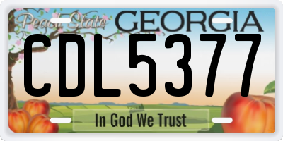 GA license plate CDL5377