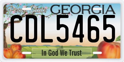 GA license plate CDL5465