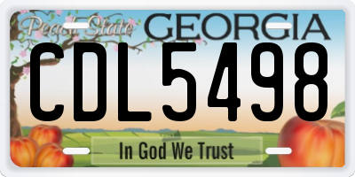 GA license plate CDL5498