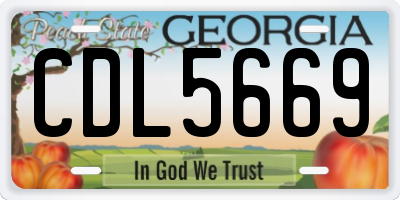 GA license plate CDL5669