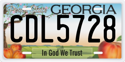 GA license plate CDL5728