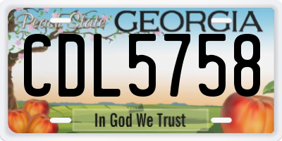 GA license plate CDL5758