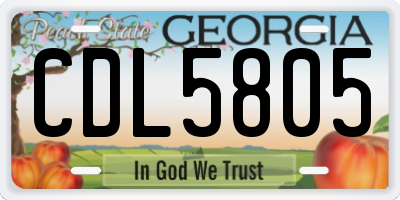 GA license plate CDL5805