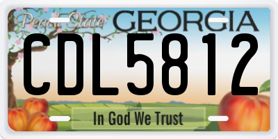 GA license plate CDL5812