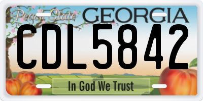 GA license plate CDL5842