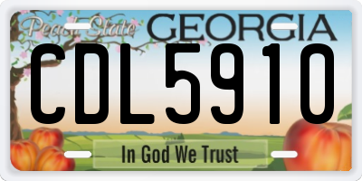 GA license plate CDL5910