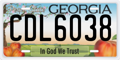 GA license plate CDL6038