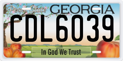 GA license plate CDL6039