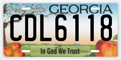 GA license plate CDL6118