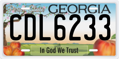 GA license plate CDL6233