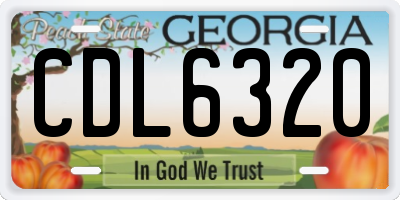 GA license plate CDL6320