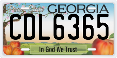 GA license plate CDL6365