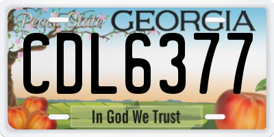 GA license plate CDL6377