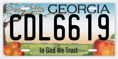 GA license plate CDL6619